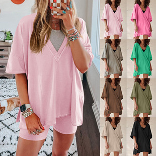 shirts crew shorts舒适套装 tight and slit neck sleeved Bat