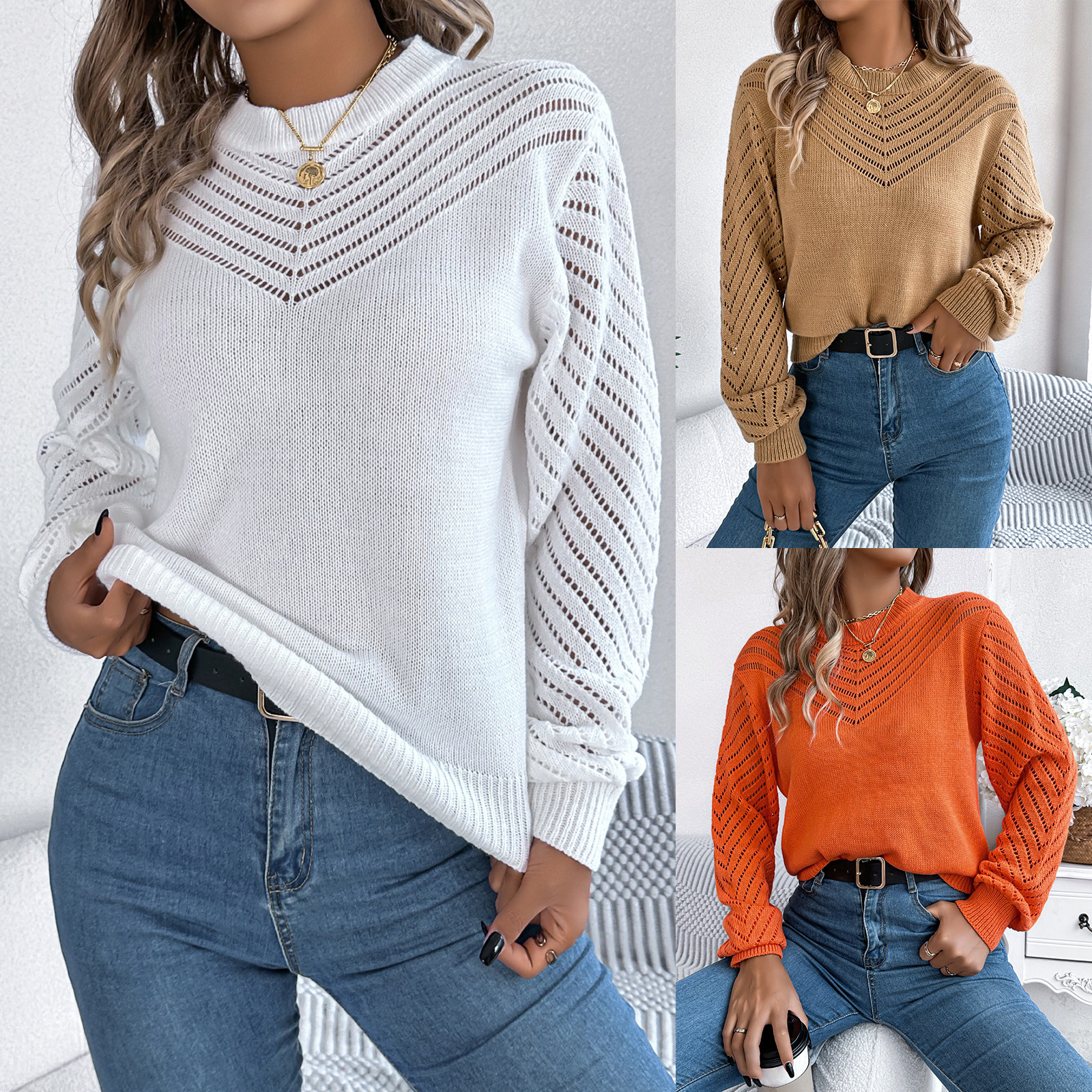 Women's Autumn/Winter Casual Loose Solid Long Sleeve Knitwea