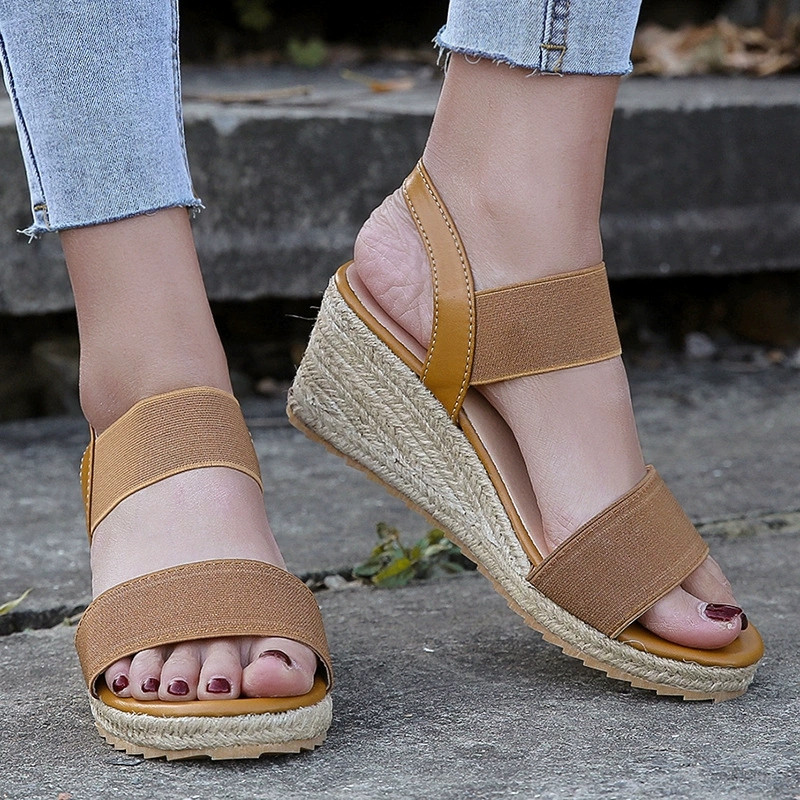 plus size wedge sandals female fish mouth ladies slippers 女鞋 时装凉鞋 原图主图