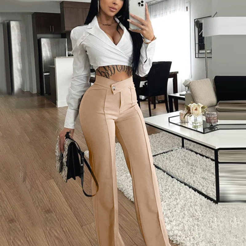 Flare pants women's casual casual wide leg pants坑条阔腿裤