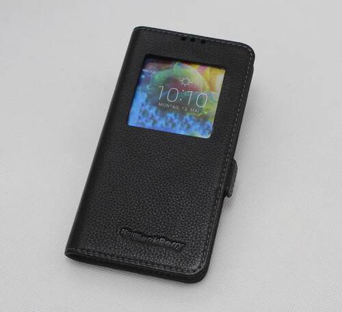 黑莓keyone手机壳真皮套休眠智能
