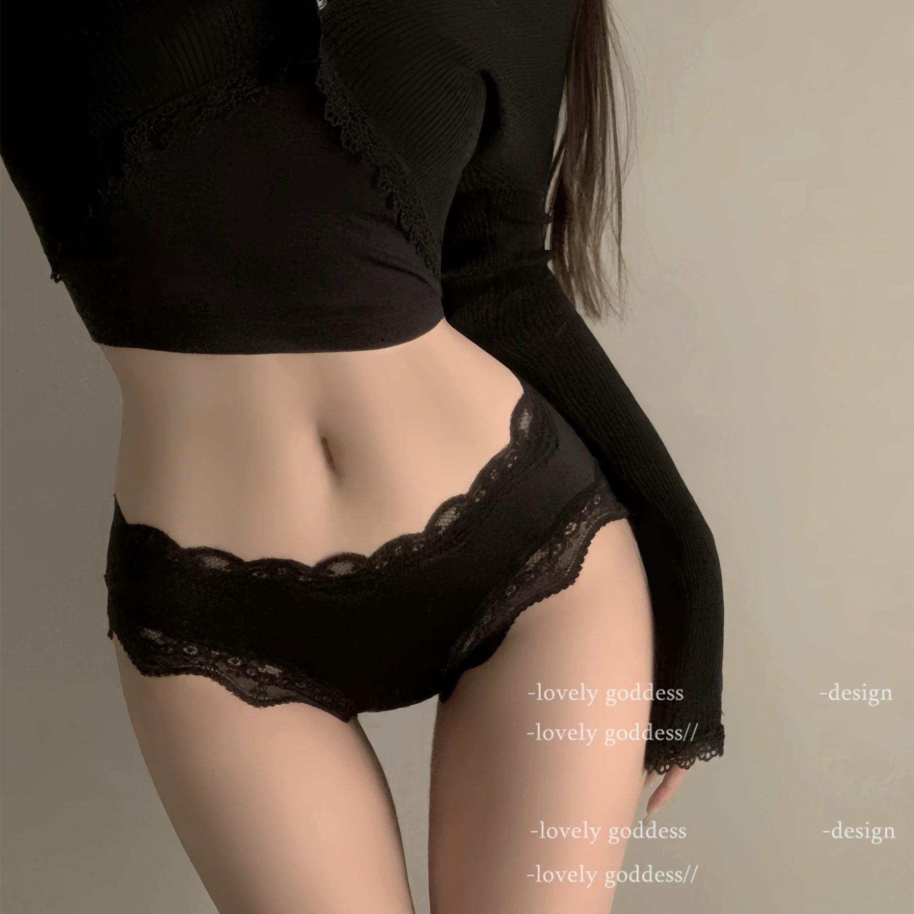 心机蜜桃* 拼接蕾丝花边内裤女夏季薄款透明三角裤