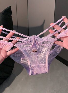微醺夜色*性感蕾丝内裤女低腰纯欲铃铛细带镂空诱惑三角裤女生