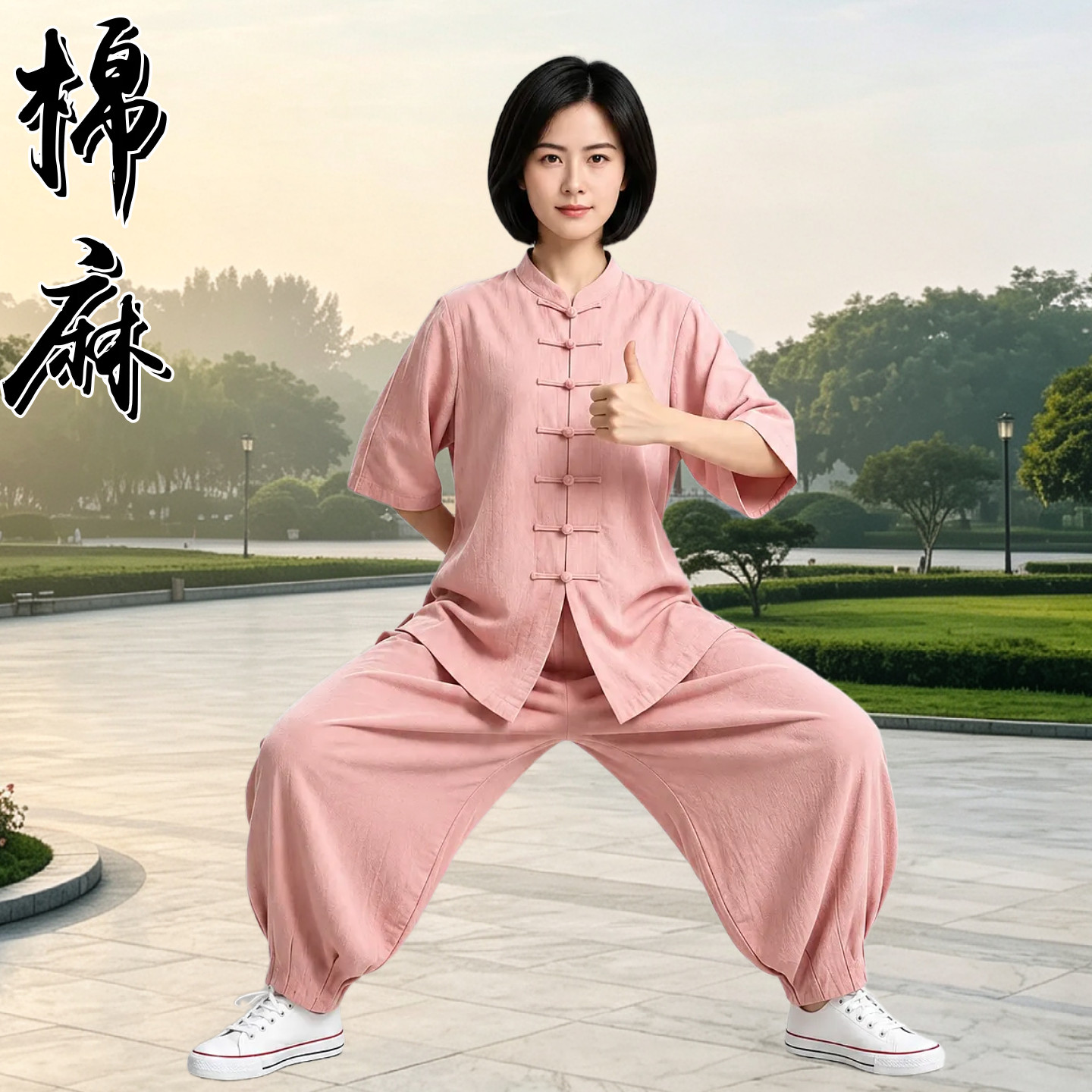 夏季棉麻太极服短袖太极拳练功服
