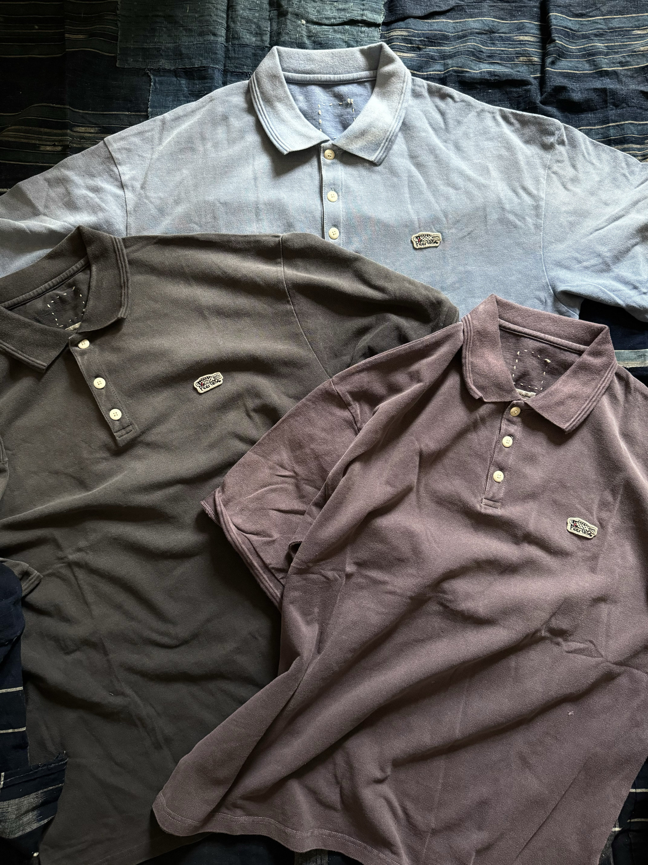 [STOCK] VISVIM1 JUMBO WELLER S|S CARP EMBROIDERED DISTRESSED SHORT-SLEEVED POLO SHIRT 22AW