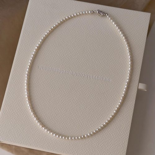 高品质极强光无暇天然小米珠项链