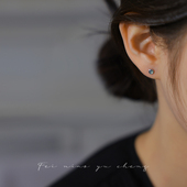 飞鸟屿城 超迷你925银养耳洞蓝水翡翠新中式 耳钉女天然石简约耳饰