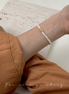 超润天然白贝弹力绳新中式手链