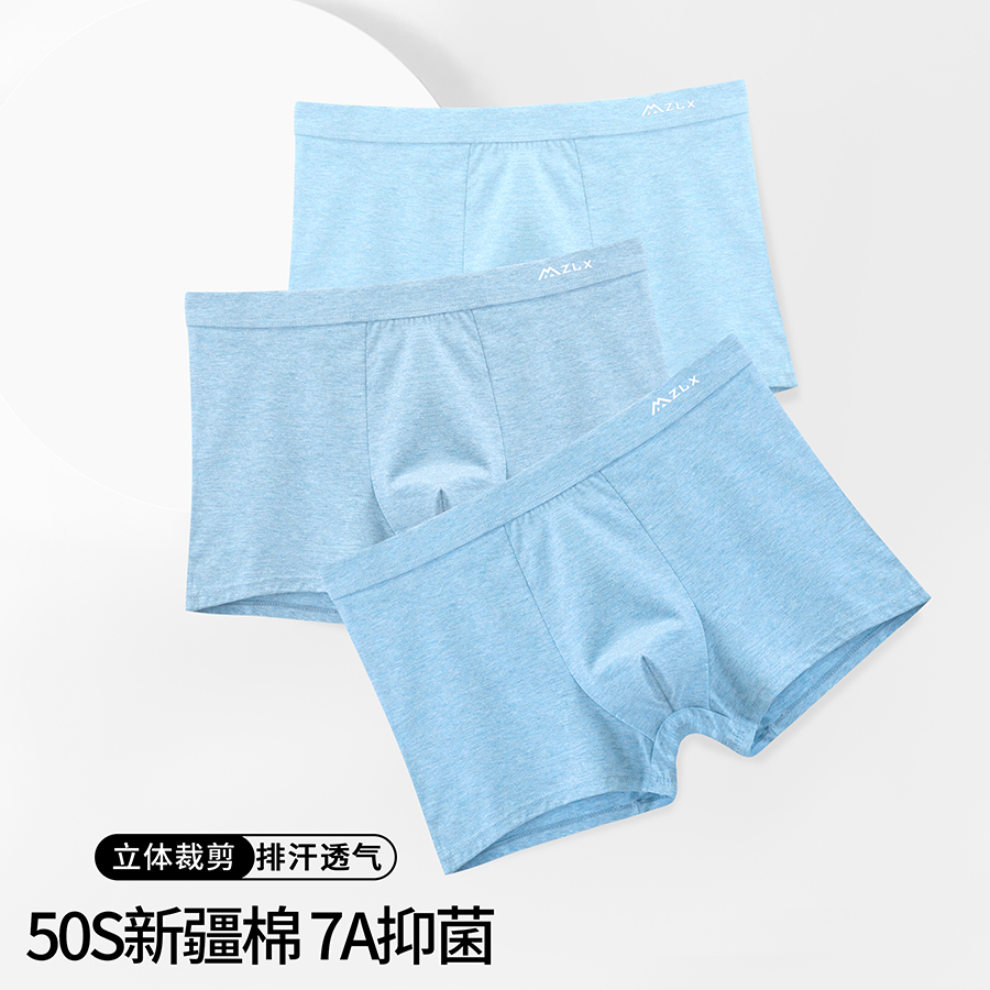 （4条装）纯棉新疆棉高品质大码男士内裤四季款透气抗菌平角短裤