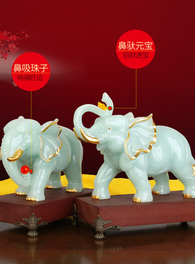 玉石大象风水摆件招财开业礼品物