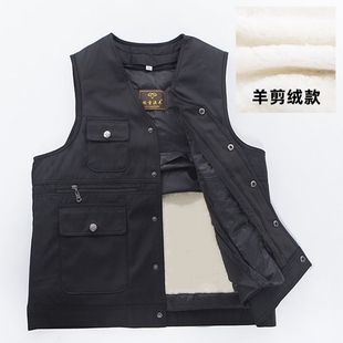 清仓羊皮毛马甲男皮毛一体背心加厚棉坎肩中老年人羊皮马夹秋冬季