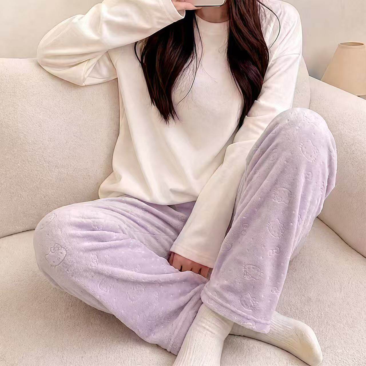 秋冬新款德绒保暖休闲裤加厚加绒长裤薄绒居家睡裤女可外穿暖暖裤