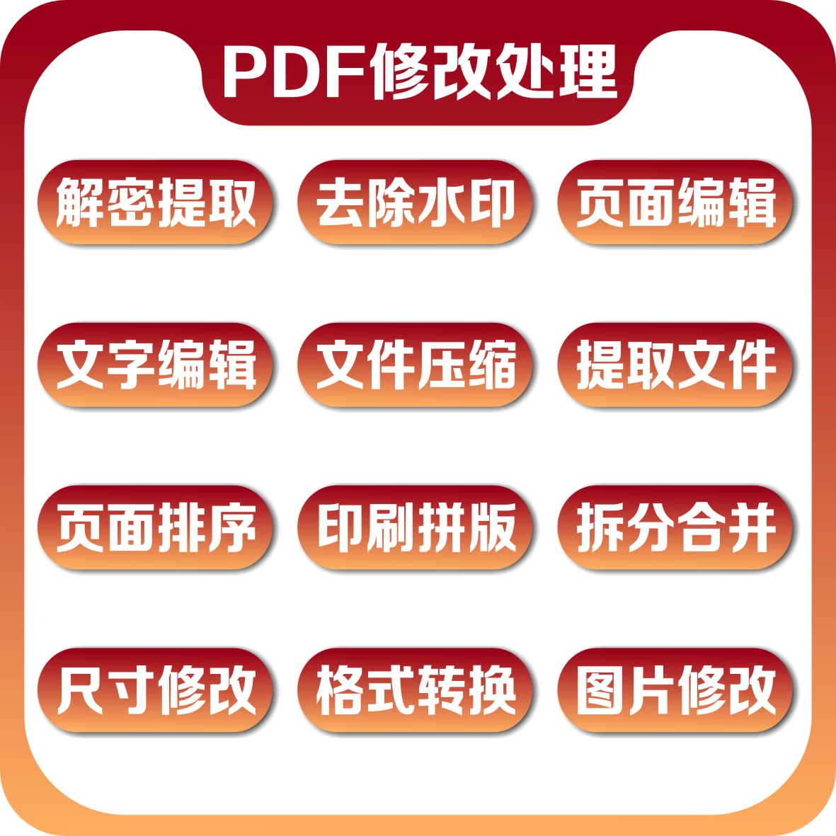 ps修图pdf编辑修改无痕修改图文字数字解密去除水印合并拆分提取
