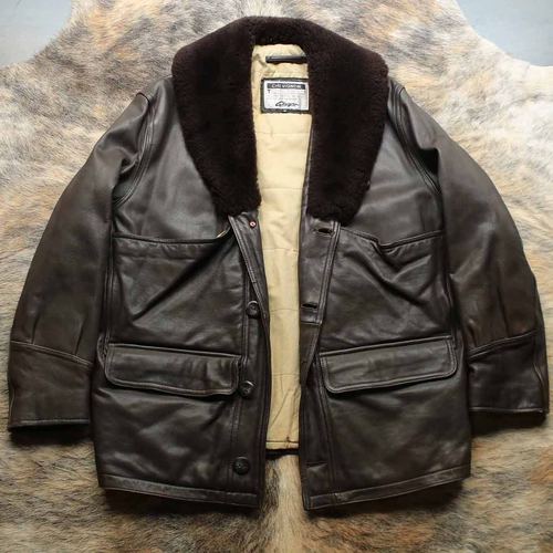 早期1990s超厚头层牛皮报童北美农场主猎装皮衣