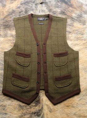 美式传奇宗师RRL早期厚实德普报童猎装马甲