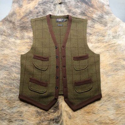 美式传奇宗师RRL早期厚实德普报童猎装马甲