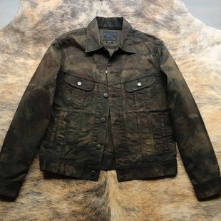 美式传奇宗师RL早期重工水洗做旧颓废德普暗夜迷彩风暴骑士夹克