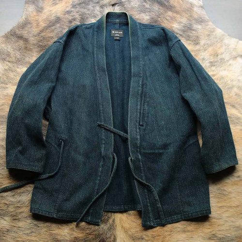 早期复古印象 深度手工蓝染刺子INDIGO道袍开衫