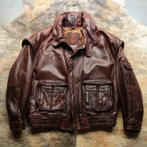 意大利制 1970s厚实油蜡深邃色彩头层牛皮硬汉猎魔人阔体重磅皮衣