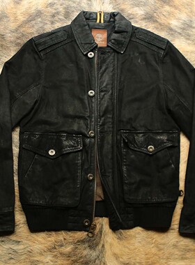 早期重磅头层无涂层手擦做旧牛皮哈暗黑灵顿沧桑A2复古皮衣