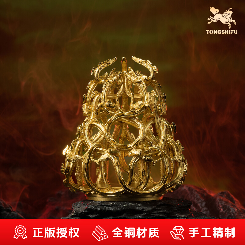 九龙神火罩潮玩铜摆件周边