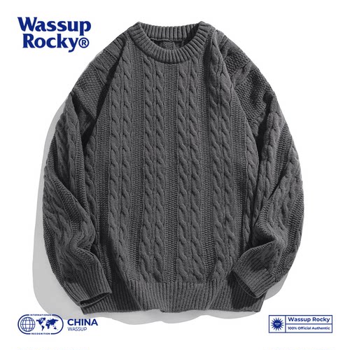 WASSUPROCKY日系麻花针织衫毛衣