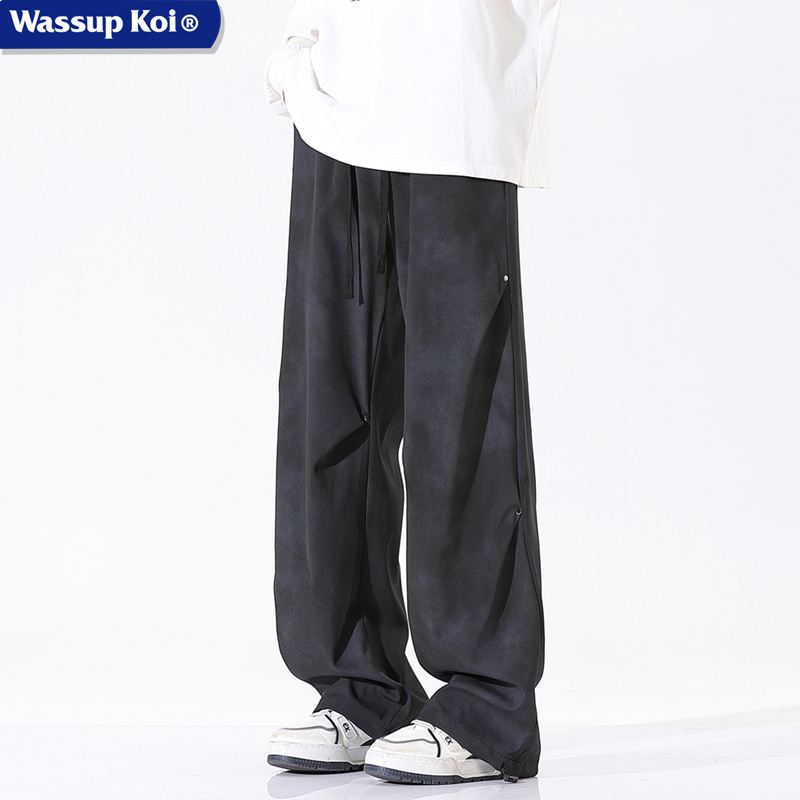 WASSUPKOI联名黑色工装裤子宽松
