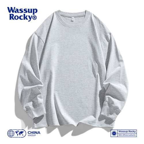 WASSUPROCKY纯色长袖T恤男卫衣