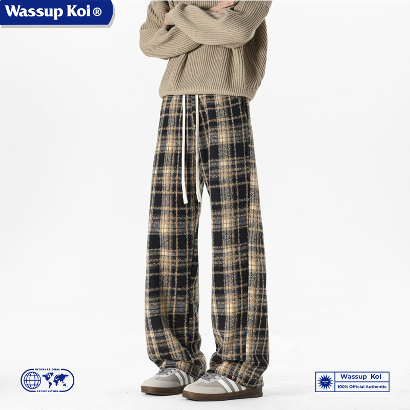 WASSUPKOI美式复古格子裤子男