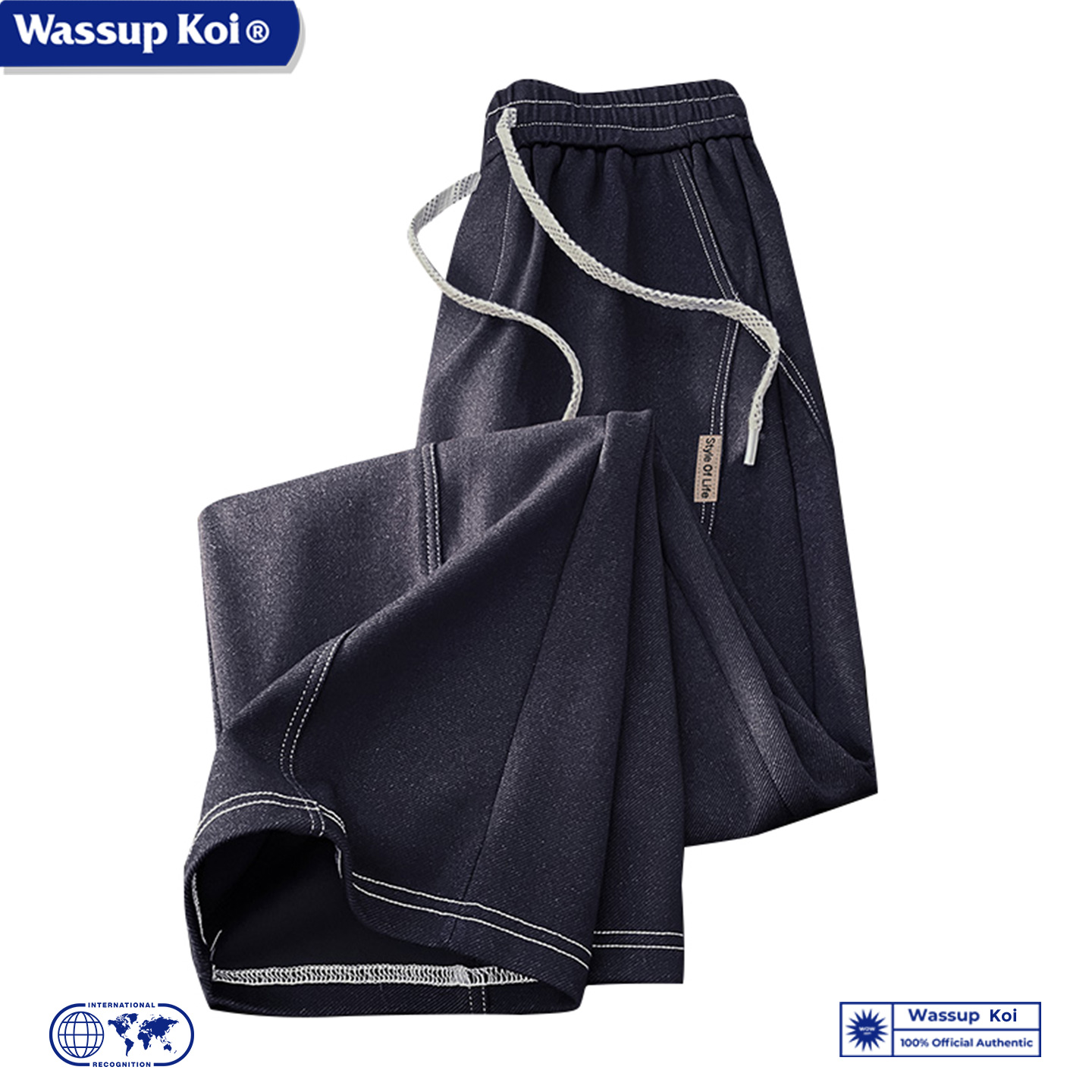 WASSUP KOI联名美式解构设计休闲长裤男秋季垂感宽松阔腿直筒裤子