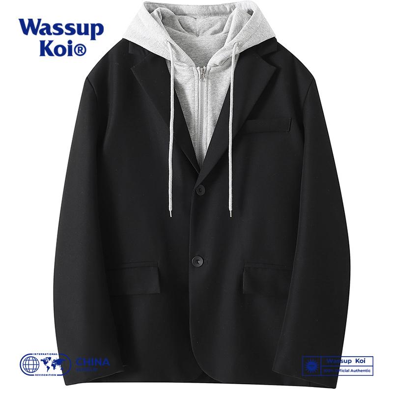 WASSUPKOI韩版休闲西装外套连帽