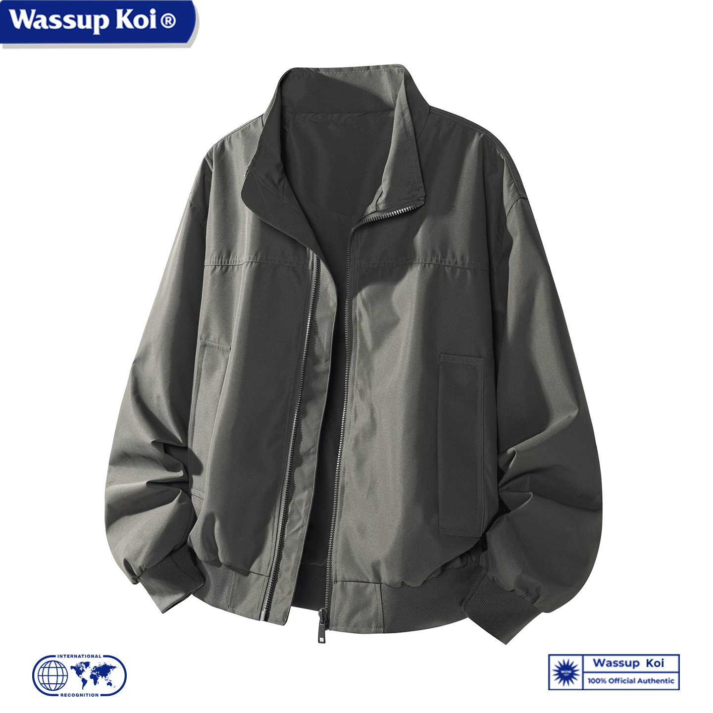 WASSUP KOI联名美式复古三防教练夹克男春秋季高级感工装立领外套