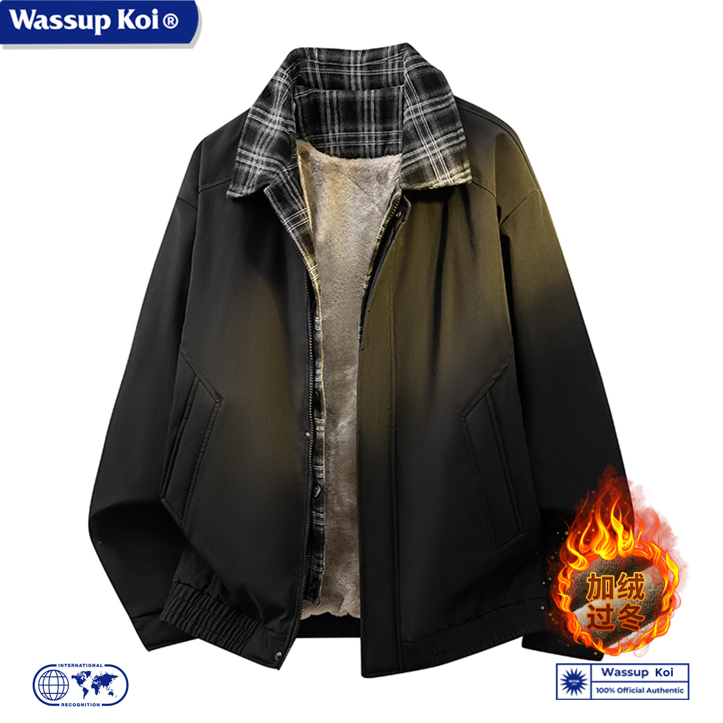 WASSUPKOI联名假两格纹拼接夹克