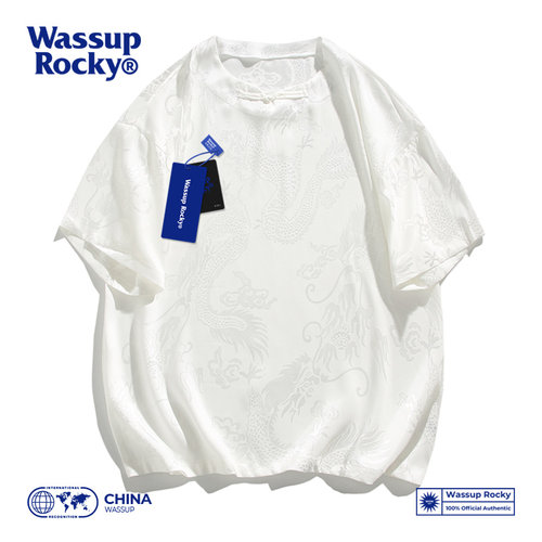 WASSUPROCKY国风冰丝龙纹T恤男