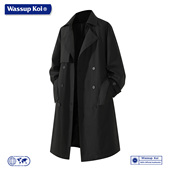 WASSUP 风衣男双排扣翻领宽松潮流高级感外套 KOI联名英伦风中长款