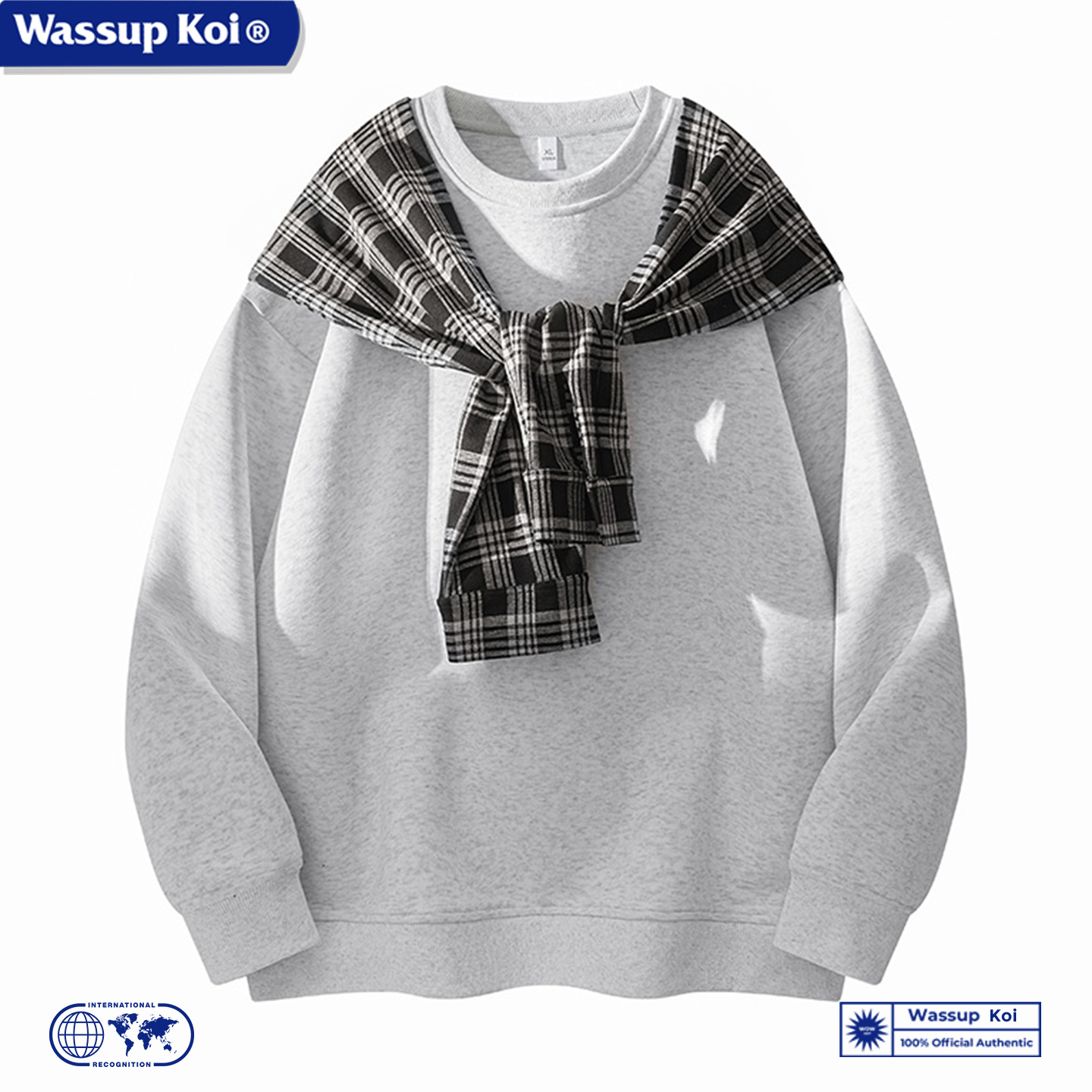 WASSUPKOI格纹披肩设计感卫衣潮