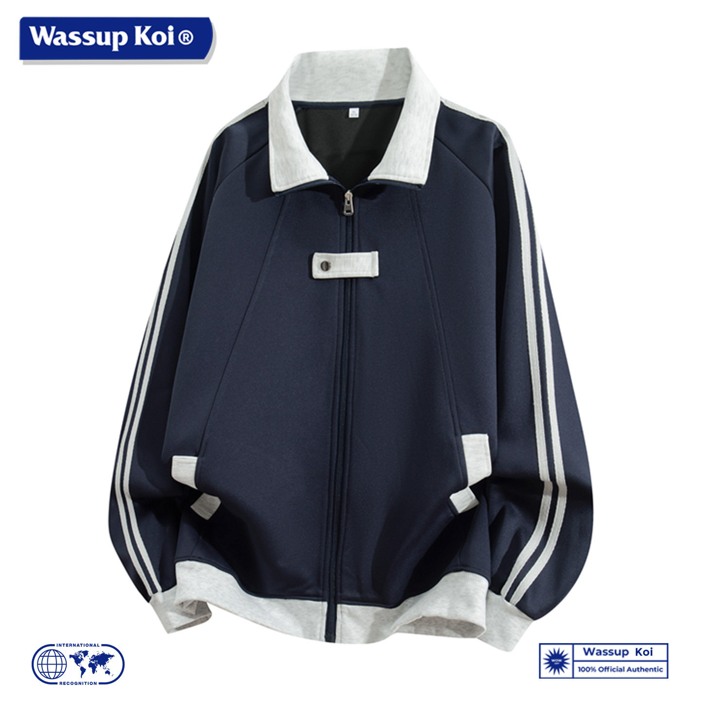 WASSUP KOI联名美式复古风条纹拼接夹克男学院风运动棒球服外套男,男装,夹克,淘宝优惠券,粉丝福利购,淘宝优惠卷