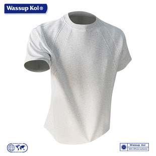 WASSUP KOI联名美式潮流重磅短袖T恤男硬挺修身简约高级感上衣服