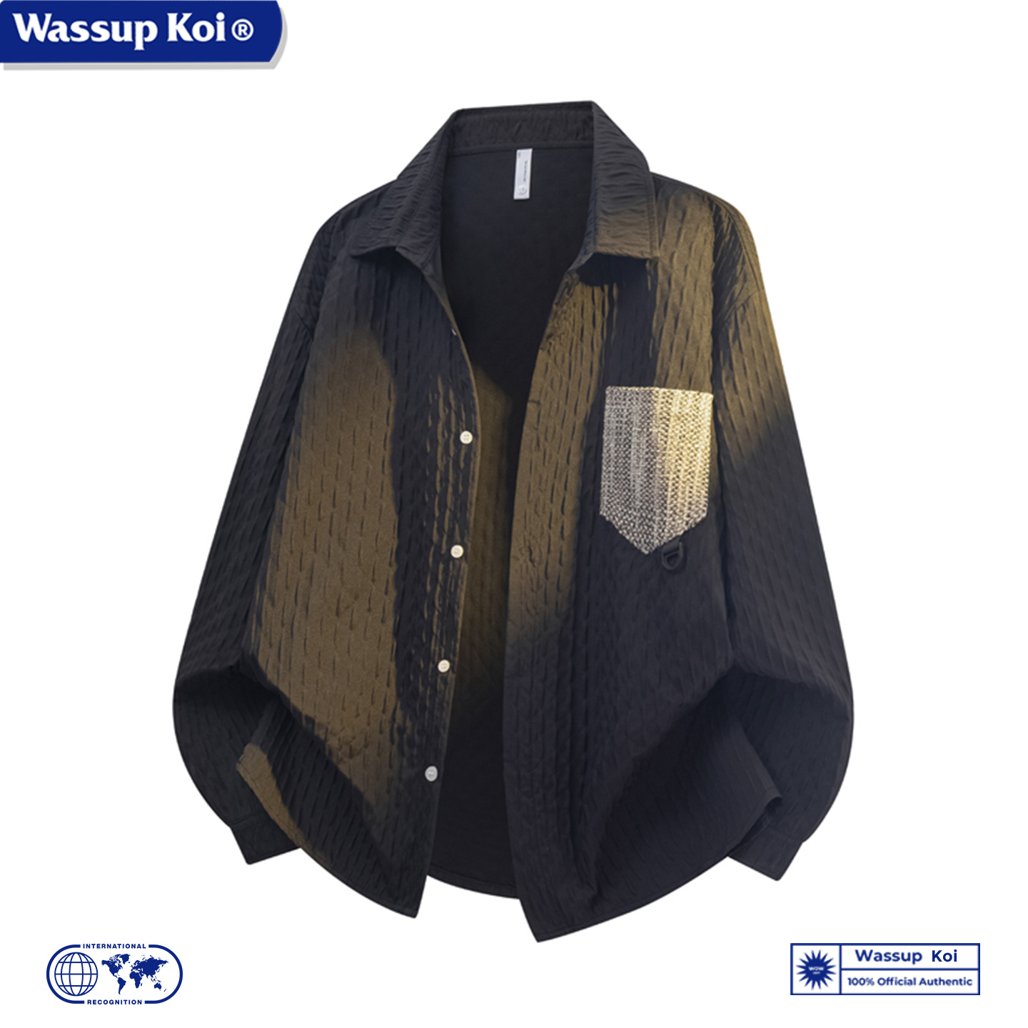 WASSUP KOI联名美式简约长袖衬衫男款春秋季时尚潮牌宽松休闲衬衣