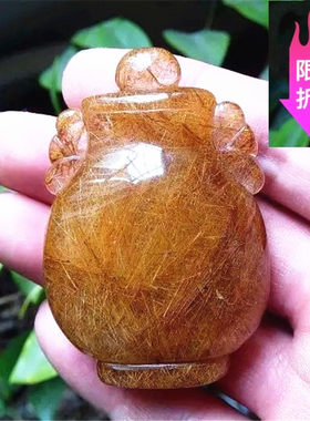 天然红铜发丝水晶平安瓶吊坠