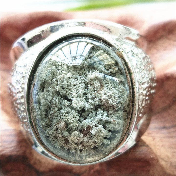 天然绿幽灵水晶聚宝盆戒指