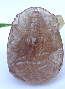 天然红铜发丝水晶观音瓶吊坠
