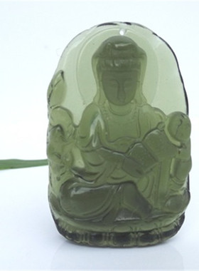 天然捷克陨石送子观音吊坠