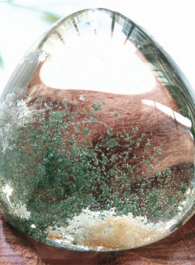 彩色白绿幽灵水晶聚宝盆吊坠滴水