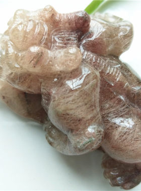 天然发晶大爪子招财兽吊坠小摆件