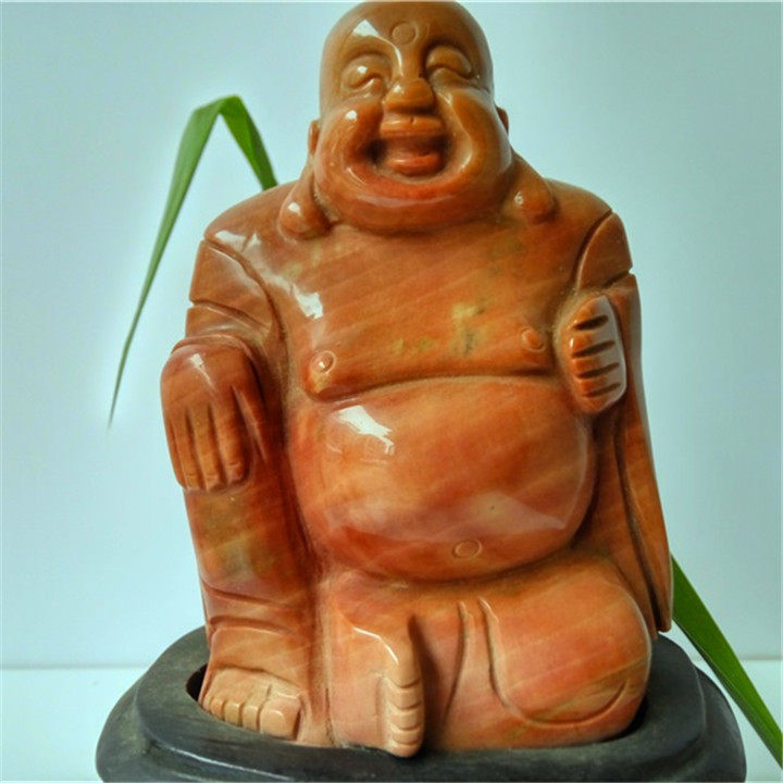 天然原石雕刻的木变石笑面大肚佛祖摆件乐开怀茶几书桌床头0.8KG