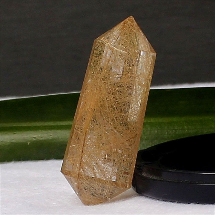珍藏品巴西天然发晶灵摆吊坠AAA红铜发丝水晶双头锥摆挂坠男45MM