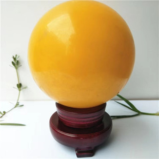橙黄夜光石球摆件有求必应晚上荧光发光如意9/10CM送底座办公书桌