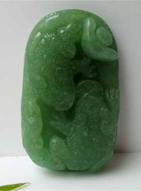 天然绿东陵玉石三脚金蟾元宝吊坠