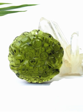 天然捷克陨石石敢当吊坠天外之客绿宝石挂坠男女平安家人礼物饰品